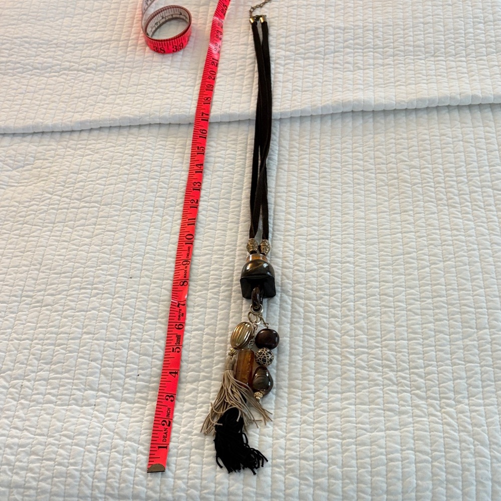 Chico's Black and Brown Tassel Necklace